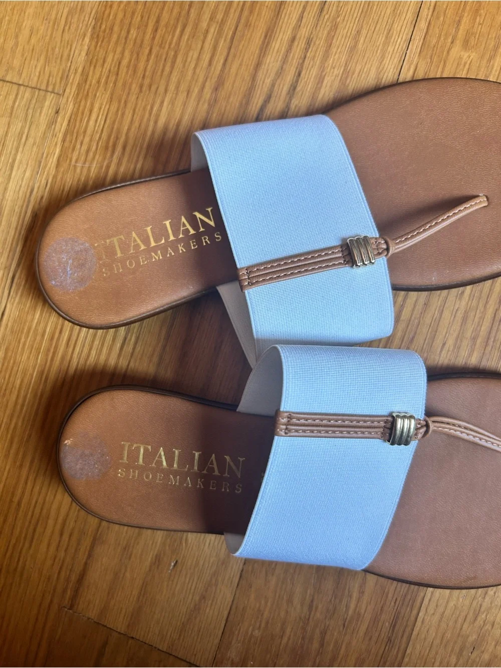Italian Shoemakers Briley Women’s Thong Slide Sandals Brown/White Slip On Sz 8